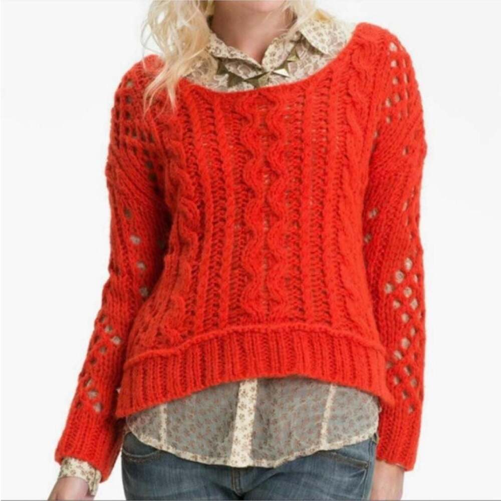 Free People Wildfire Chunky Cable Knit Sweater